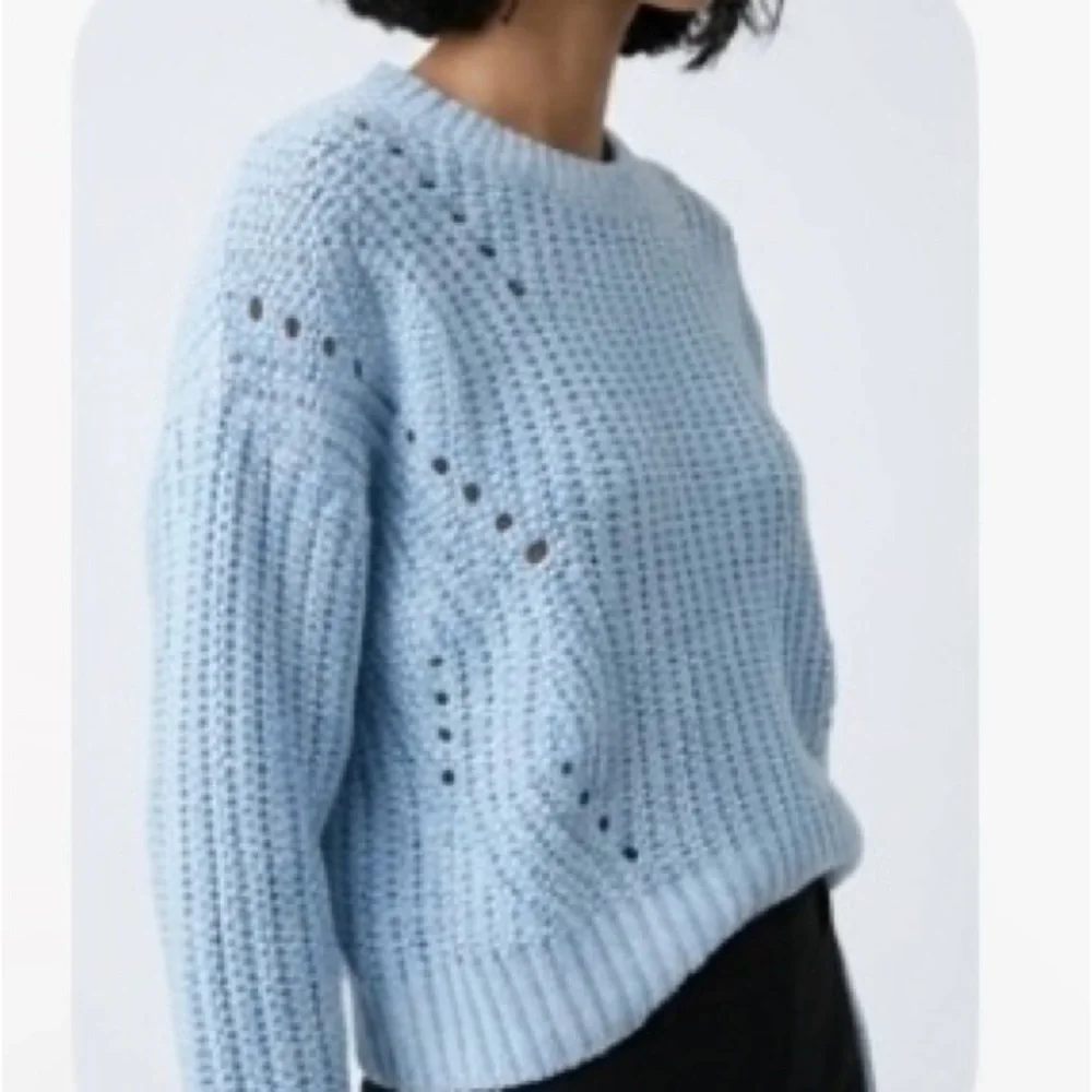SO Light Blue Open-Knit Chunky Crewneck Sweater- Super Soft